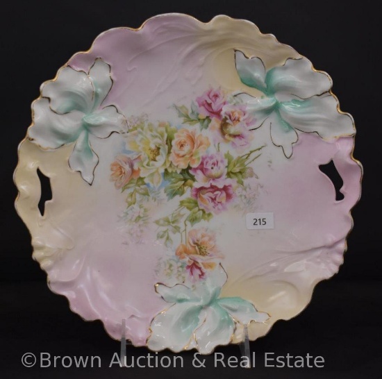 R.S. Prussia 10.25"d cake plate with floral mold border