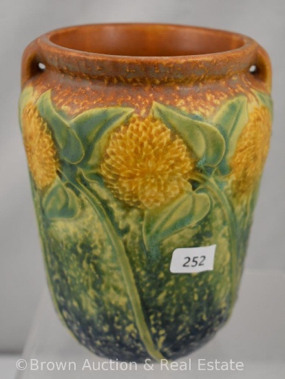 Roseville Sunflower 6" handled vase