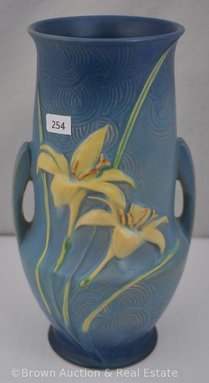 Roseville Zephyr Lily 138-10" vase, blue