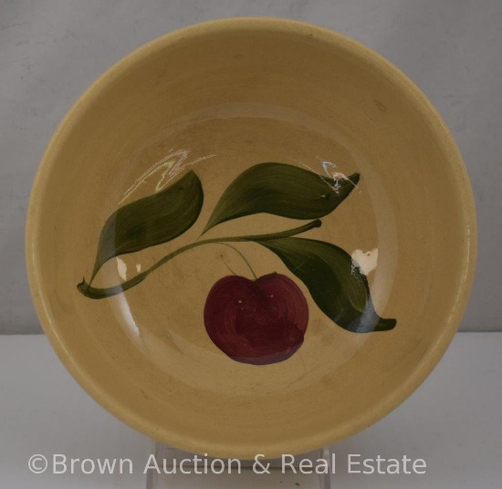 Watt Pottery 9.25"d x 4"h bowl, Apple and Leaf