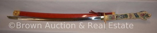 Open mouth Dragon Samurai Katana sword, fiber glass scabbard red high glossy finish