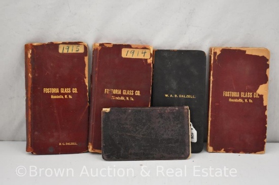 (5) Early 1900's leather-bound Fostoria glass salesmen catalogues