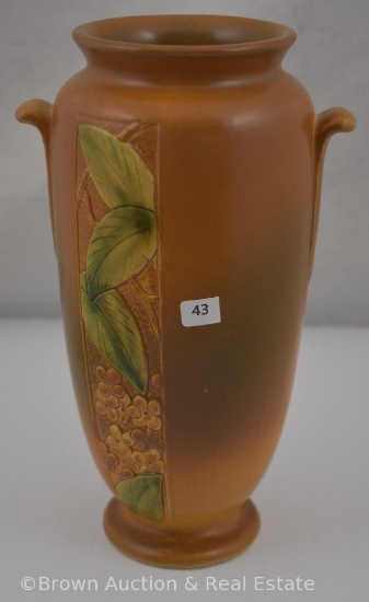 Mrkd. Weller Velva 10.5"h vase, brown