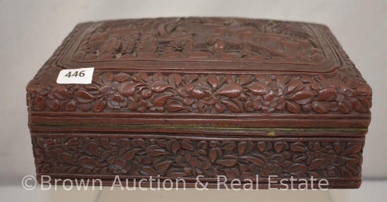 19th Century Chien Lung carved Cinnabar domed box