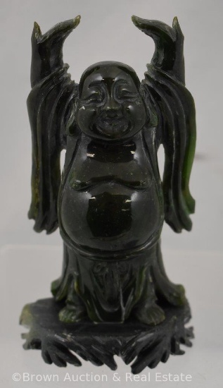 Green Buddah 5.5"h figurine, hands raised