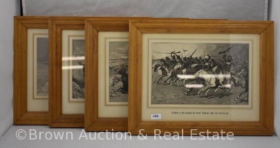 (4) framed Frederick Remington Prints