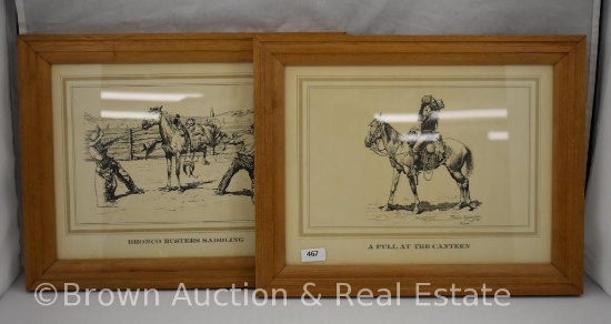 (2) framed Frederick Remington Prints