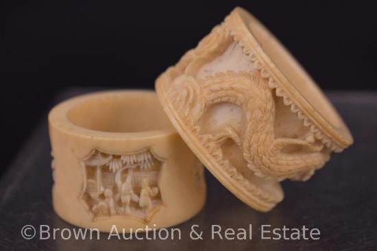Pr. Of Oriental hand carved napkin rings