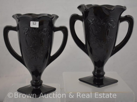 Pr. Black amethyst 7"h vases