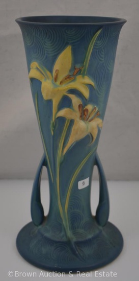 Roseville Zephyr Lily 139-12" vase, blue