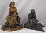 (2) Art Deco cast spelter figurines