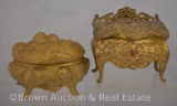 (2) Art Nouveau gold gilt jewelry casket/trinket boxes