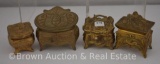 (4) Art Nouveau gold gilt jewelry casket/trinket boxes