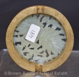 Brass ashtray with jade insert