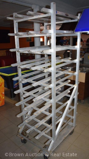 (9) shelf storage rack on wheels