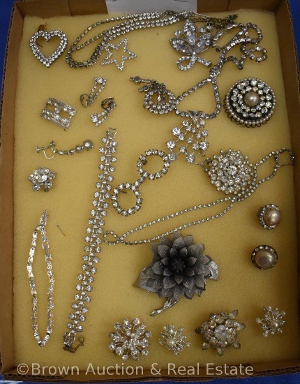 Box of assorted rhinestones jewelry