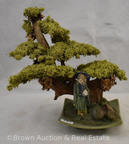 Artificial Bonsai tree with Chinese mud man