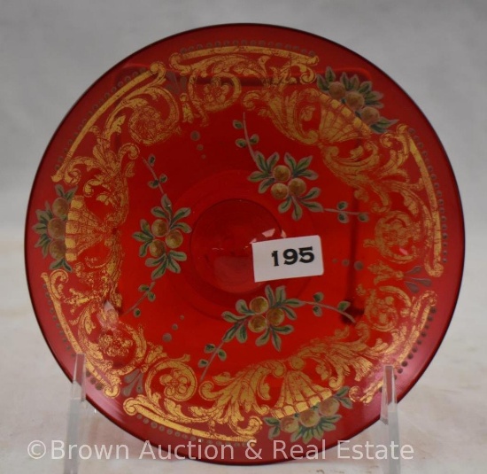 Victorian bright red 5.25"d candy/mint dish