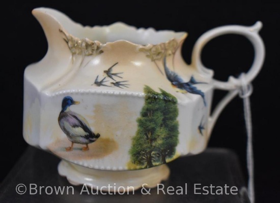 R.S. Prussia 3.5" creamer featuring Duck and Swallows