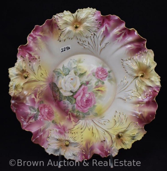 R.S. Prussia Carnation Mold 12"d centerpiece bowl, red mark