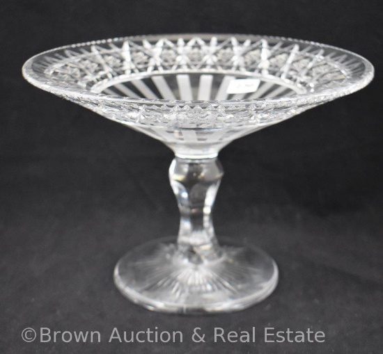 Signed Hawkes Cut Glass 6.25"h compote
