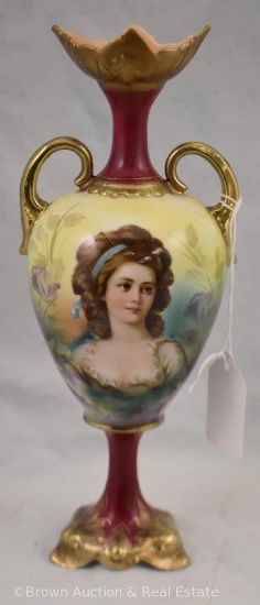 R.S. Prussia 9.25"h vase, Countess Potocka, red mark