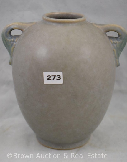 Roseville Tuscany 342-7" dbl. handled vase, gray