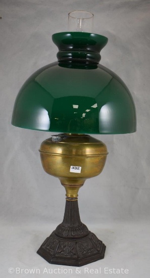 Kerosene lamp with cased green student lamp shade