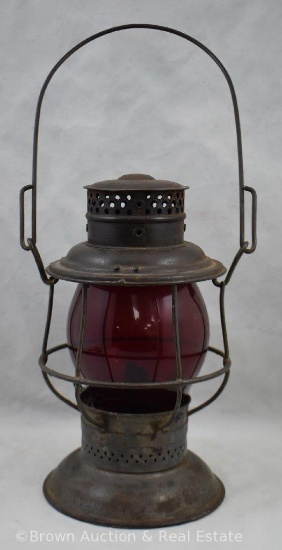 Santa Fe RR lantern with red globe