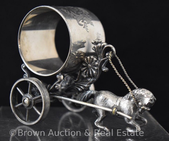Victorian Silverplate horse drawn carriage napkin ring