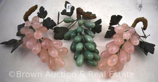 Decorative carved Rose Quartz and Jade grapes