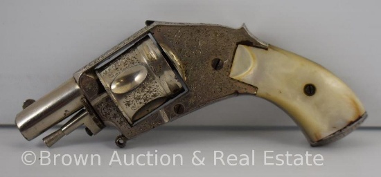A Francotte a Liege .32 cal (?) purse pistol, folding trigger and hammer, pearl handles, heavy