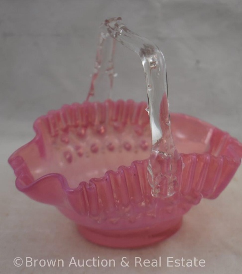 Victorian pink glass basket