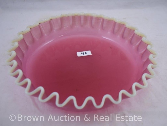 Victorian pink bowl with white applied rim