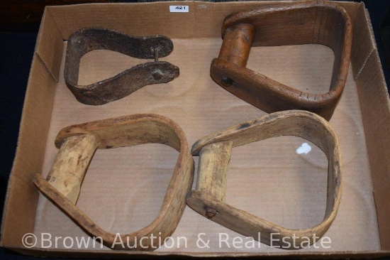 Vintage stirrups - wooden and Cast Iron