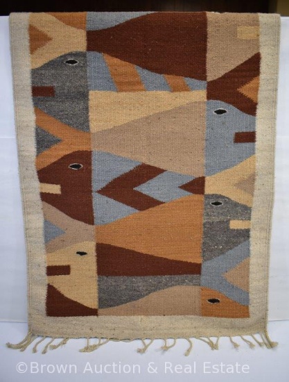 Indian-style rug with fish pattern