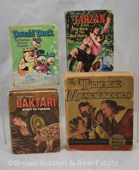 (3) Big Little books (Tarzan, Daktari, Donald Duck) and The Three Musketeers movie book