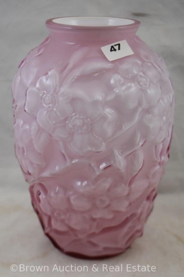 Cased Glass Wild Rose vase