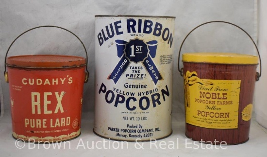 (3) Tins - Cudahy's Rex Lard; 2-Popcorn