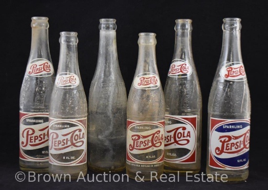 (6) Old Pepsi-Cola bottles (2 double dot)