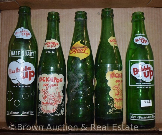 (5) Old pop bottles, green