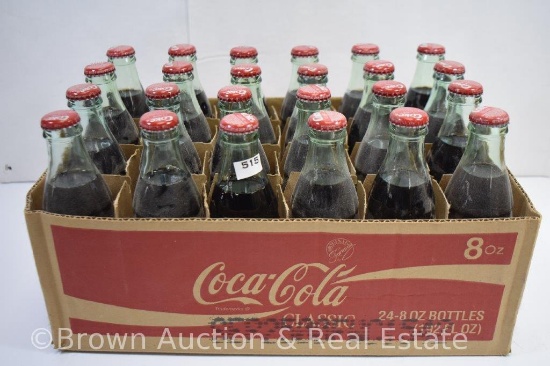 (24) 8-oz. Coca-Cola bottles in original cardboard box + red plastic carrier