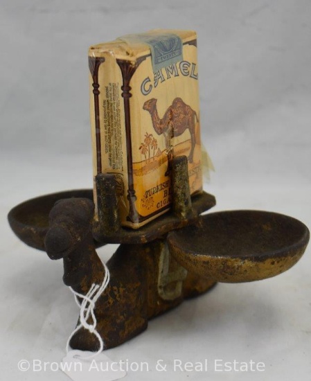 Cast Iron figural camel (laying down) pack of cigarettes holder/ashtray combo