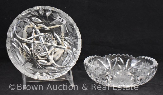 (2) Cut Glass 6"d candy/mint dishes
