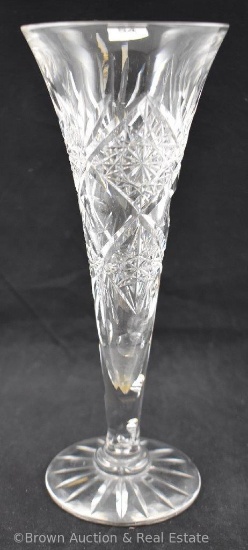 Cut Glass 10"h trumpet vase