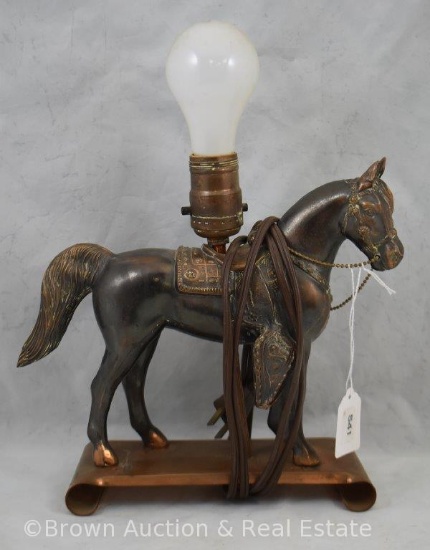 Vintage brass horse elec. Lamp