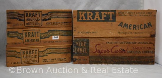 (5) Old wooden cheese boxes
