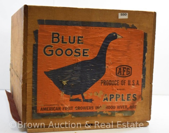 Blue Goose Apples wood crate