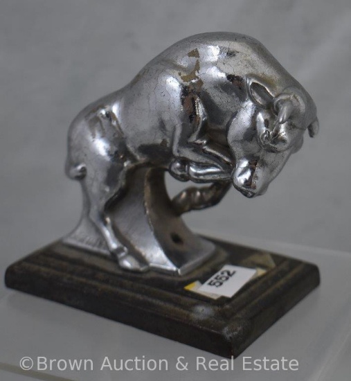 Silver figural fighting bull ornament
