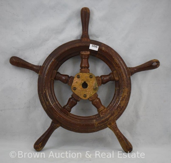 9" wood/brass ship wheel